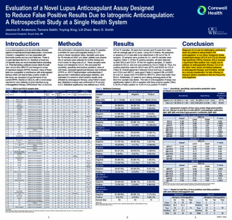 Poster_HEXLA_Evaluation_of_Novel_LA_Assay_Designed_to_Reduce_False_Positives_Due_to_latrogenic_Anticoagulation_Beaumont_ISLH_2023