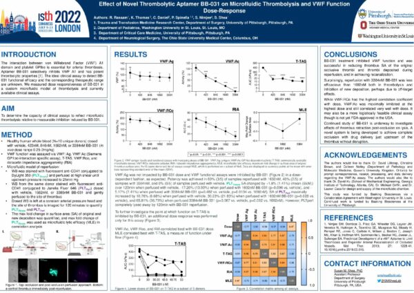 Poster_T-TAS01_ISTH2022_Effect_of_Novel_Thrombolytic_Aptamer_BB-031_on_Microfluidic_Thrombolysis_and_VWF_Function_Dose-Response
