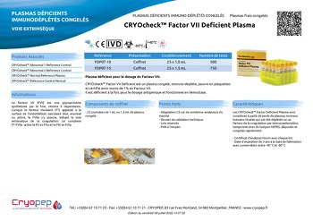 CRYOcheck™ Factor VII Deficient Plasma