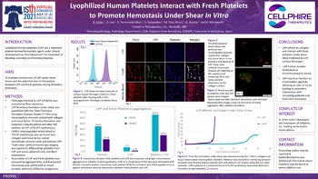 ISTH 2020 Les plaquettes humaines lyophilisées montrent une fonction d'hémostase indépendante du facteur von Willbrand