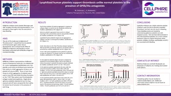 ISTH 2021 Lyophilized human platelets support thrombosis unlike normal platelets presence of GPIIb/IIIa antagonists