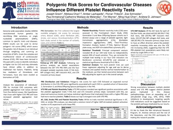 ISTH 2021 Polygenic Risk Scores Cardiovascular Diseases Influence Different Platelet Reactivity Tests