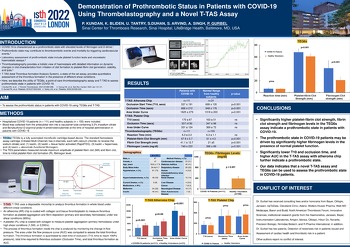 ISTH 2022 Demonstration of Prothrombotic Status in Patients with COVID-19 Using Thrombelastography and a Novel T-TAS Assay
