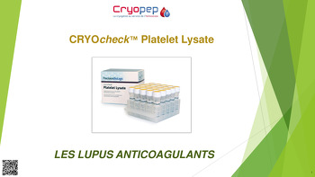 Présentation CRYOcheck Platelet Lysate CRYOPEP