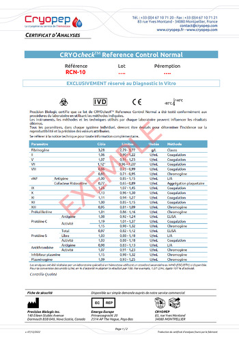 CRYOcheck™ Reference Control Normal - Cryopep