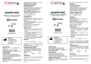 Notice pNAPEP-9502 Substrat Chromogène du FIXa