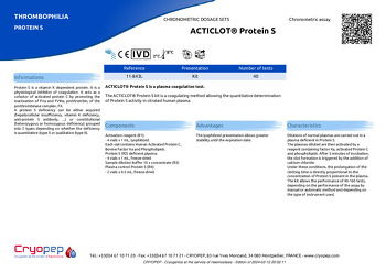 Product sheet ACTICLOT® Protein S 