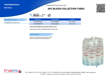 Product sheet APC BLOOD COLLECTION TUBES