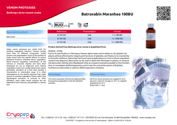 Product sheet Batroxobin Maranhao 100BU