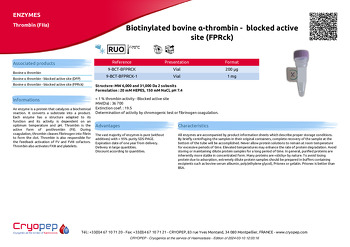 Product sheet Biotinylated bovine α-thrombin -  blocked active site (FPRck)