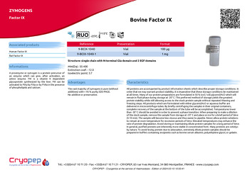 Product sheet Bovine Factor IX