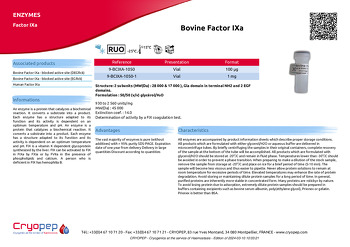 Product sheet Bovine Factor IXa