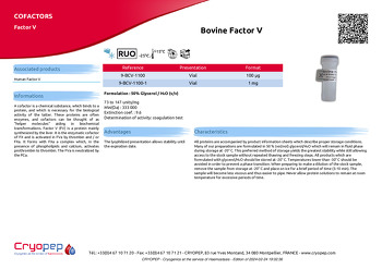 Product sheet Bovine Factor V