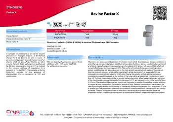 Product sheet Bovine Factor X