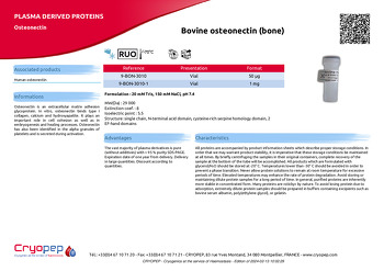 Product sheet Bovine osteonectin (bone)