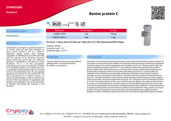 Product sheet Bovine protein C