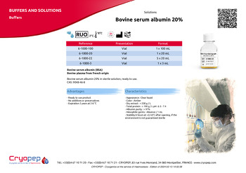 Product sheet Bovine serum albumin 20%