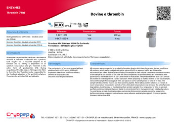 Product sheet Bovine α thrombin