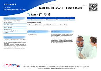 Product sheet CaCTI Reagent for AR & HD Chip T-TAS® 01