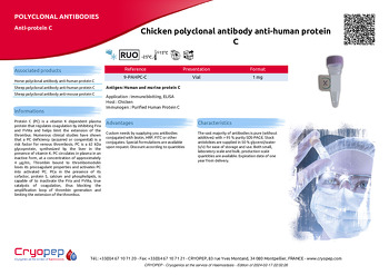 Product sheet Chicken polyclonal antibody anti-human protein C