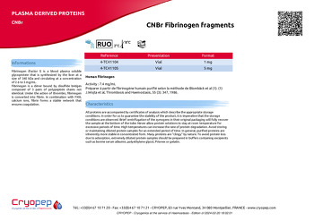 Product sheet CNBr Fibrinogen fragments
