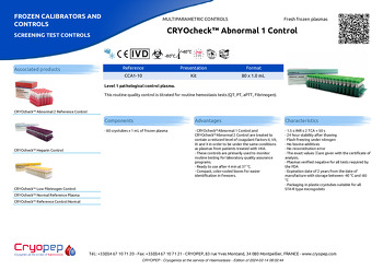 Product sheet CRYOcheck™ Abnormal 1 Control