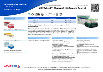 Product sheet CRYOcheck™ Abnormal 1 Reference Control