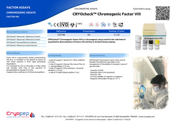 Product sheet CRYOcheck™ Chromogenic Factor VIII