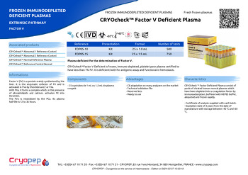 Product sheet CRYOcheck™ Factor V Deficient Plasma