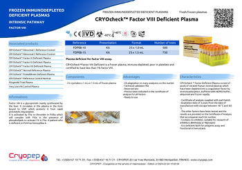 Product sheet CRYOcheck™ Factor VIII Deficient Plasma