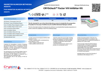 Product sheet CRYOcheck™ Factor VIII Inhibitor Kit