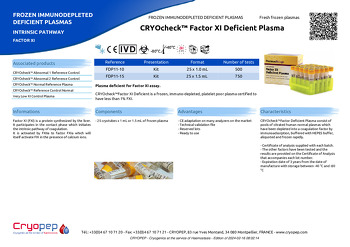 Product sheet CRYOcheck™ Factor XI Deficient Plasma