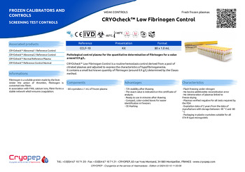 Product sheet CRYOcheck™ Low Fibrinogen Control