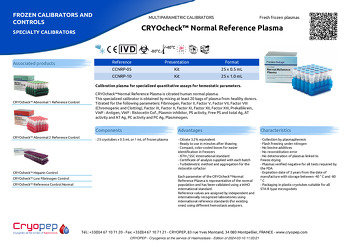 Product sheet CRYOcheck™ Normal Reference Plasma