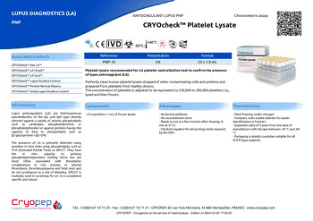 Product sheet CRYOcheck™ Platelet Lysate