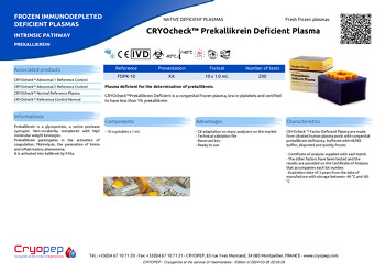 Product sheet CRYOcheck™ Prekallikrein Deficient Plasma