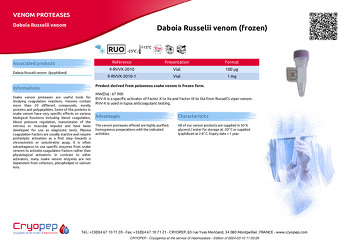 Product sheet Daboia Russelii venom (frozen)