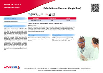 Product sheet Daboia Russelii venom  (lyophilized)