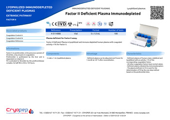 Product sheet Factor II Deficient Plasma Immunodepleted