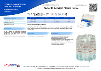 Product sheet Factor IX Deficient Plasma Native