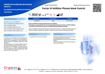 Product sheet Factor IX Inhibitor Plasma Weak Control