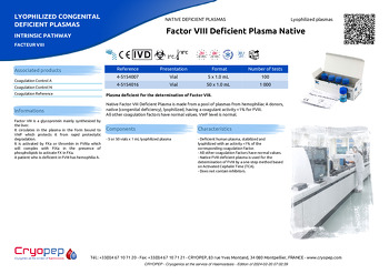 Product sheet Factor VIII Deficient Plasma Native