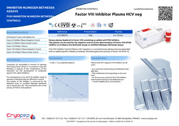 Product sheet Factor VIII Inhibitor Plasma HCV neg