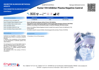 Product sheet Factor VIII Inhibitor Plasma Negative Control