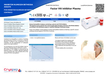 Product sheet Factor VIII Inhibitor Plasma