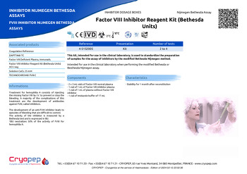 Product sheet Factor VIII Inhibitor Reagent Kit (Bethesda Units)