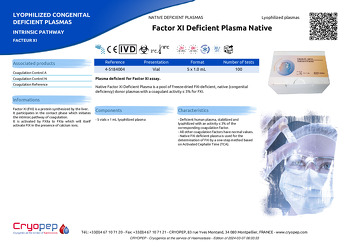 Product sheet Factor XI Deficient Plasma Native