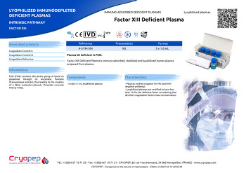 Product sheet Factor XIII Deficient Plasma