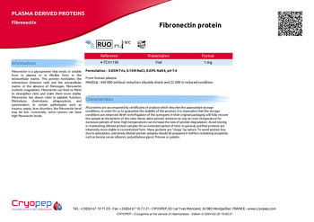 Product sheet Fibronectin protein