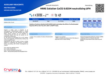 Product sheet HRRS Solution CaCl2 0.025M neutralizing UFH